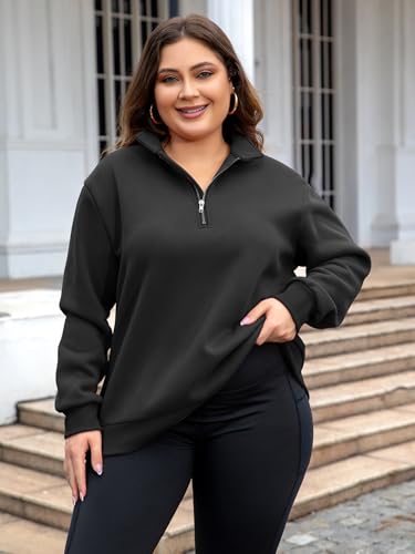 Chulianyouhuo Womens Plus Size Half Zip Pullover Long Sleeve Oversized Sweatshirt Drop Shoulder Hoodie Teen Girls Y2K Clothes2