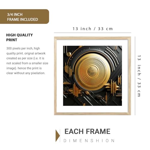 Image of kotart Premium Golden and Black Horse Paintings with Frame for Home Decoration - Modern Art Painting for Living Room Bedroom Office Wall Decoration - Pack of 4 (Art 6, Big (13x17 or 13x13 inch))