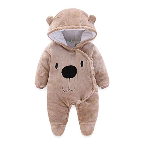 Image of BOZWELL Newborn Baby Cartoon Bear Snowsuit Infant Jumpsuit Footie Romper Winter Coat Romper