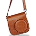 Blummy PU Leather Camera Case compatible with Fujifilm Instax Mini 11/ Mini 9/ Mini 8 Instant Camera with Adjustable Strap and Pocket (Brown)