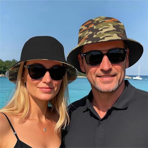 Image of Cool Bucket Hat Beach Sun Hat Beach Fishing Hat for Men Women Teens, Reversible Double-Side-Wear