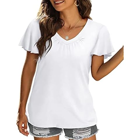 Akiooue Women's Casual V Neck T-Shirt Cover
