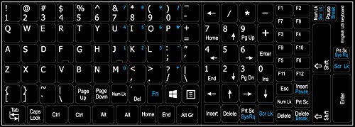 Calcomanías para Teclado Inglés US Fondo Negro miniatura 1