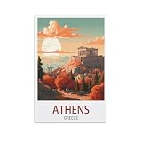 PuPLuM Vintage-Reiseposter, Motiv: Athen, Griechenland, 