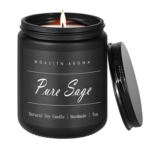 MOASITN Pure Sage Highly Scented Candles for Home| Natural Soy Aromatherapy Candle| Handmade Long Lasting Jar Candlel for Women,Men for Birthday,Housewarming,Relaxing| 7oz