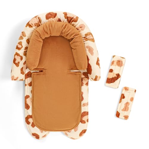 Image of GFU Baby Car Seat Head Support for Newborn, 2 in 1 Infant Car Seat Head Body Support with Strap Pads, Soft Stroller Cushion Pillow Insert for Girls, Fits for Stroller, Swing, Brown