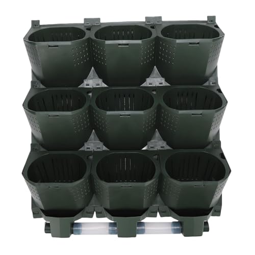 Riuulity Pades de Flores Verticales Verticales, 9 Bolsillos para Plantas, Hechas de Material PP, Liviano con Fácil Instalación, Ideal para Balcón Interior Exterior, Aprox. 49.5x58x14.5cm (Green)