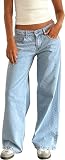 Low Rise Baggy Jeans for Women y2k Straight Wide Leg Boyfriend Streetwear Loose fit Jeans 2025 Fall Casual Denim Pants Light Blue