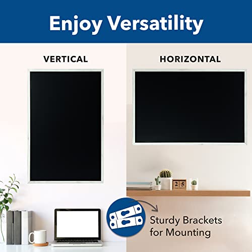 Besso 24 x 36 Magnetic Chalkboard Blackboard - Large Hanging Framed Wall Chalk Board w/Wooden Frame - Rustic 2x3 Wall Black Board to Use at Home and Office - Includes Magnets (Whitewashed) - Thumbnail 5