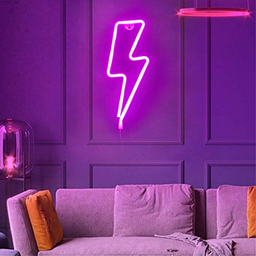 Protecu LED Neon Signs Decorative Lights for Wall Decor, Pink Lightning