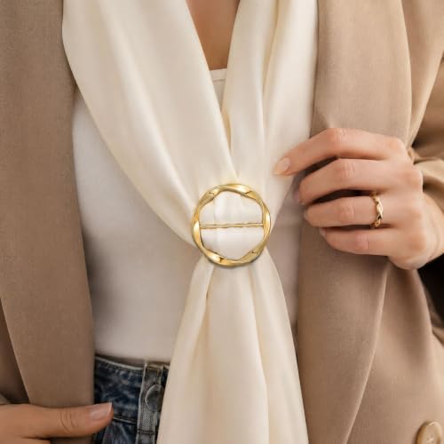 Image of Metal Scarf Ring Clip for Women Shirt Tightener Cinch Buckle T Shirt Tie Ring for Blouse Silk Scarf Shawl Sarong Clothing Accessories
