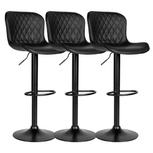 Kit 03 Banquetas Cozinha Americana Bar Balcão Giratória Alta Couro Sintetico Escosto Costura Diamantada (Preta)