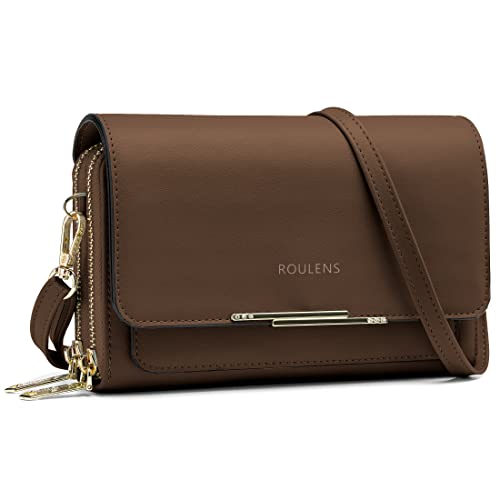 Roulens Klein Handy Umhängetasche,Damen Kleine Umhängetasche, Veganes Leder Crossbody Schultertasche Reisepass Handytasche mit Kartenschlitz Verstellbar Abnehmbar Schultergurt