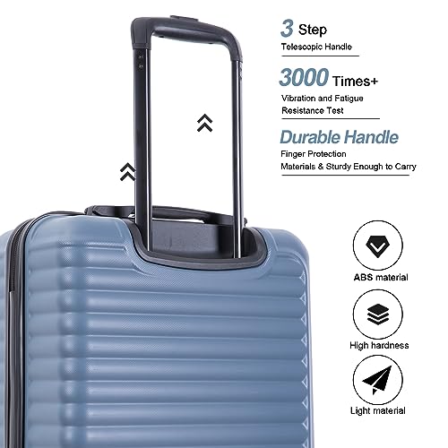 Travelhouse Hardside Luggage, Lightweight Travel Suitcase with Multi-directional Spinner Wheels, Carry on 20in For Unisex (Blue Gray 85)3