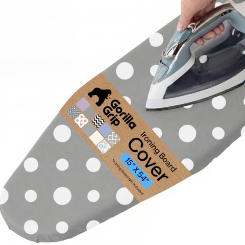 Image of Gorilla Grip Reflective Silicone Ironing Board Cover, 15x54, Fits Large and Standard Boards, Pads Resist Scorching and Staining, Elastic Edge Covers, Thick Padding, No Fasteners Needed, Dots