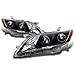 Fits 2007-2009 Toyota Camry Sedan [Halogen Type] Projector Headlights Black Headlamps Pair Left Driver+Right Passenger