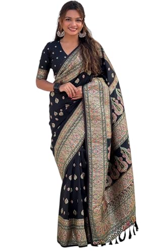 Image of SGF11 Women's Kanjivaram Pure Soft Silk Saree With Unstitched Blouse Piece