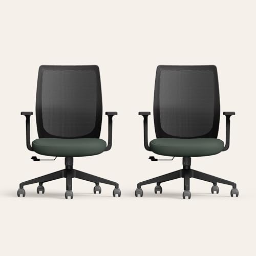 Image of Interio by Godrej Curv Premium Mesh Wide Back Ergonomic Chair for Work from Home /Study | 1 Year Warranty | Height Adjustable Chair | Heavy Duty PP Base | DIY Installation (Set of 2, Earthstone)