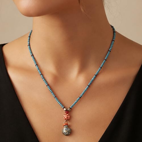 Image of AAKRITI ART CREATIONS Boho & Tribal Handcrafted Ethnic Necklace Collection | Multicolour Pendants, Mandala, Lotus & Dreamcatcher Designs | Artisan Lariat, Collar & Statement Jewelry for Women