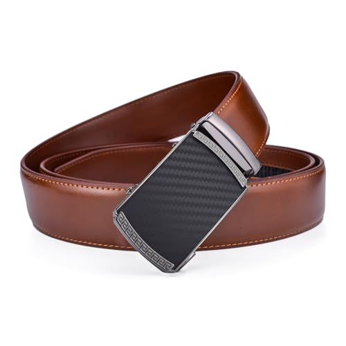 Image of Beltox Men Leather Belt w Slide Ratchet Interchangeable Buckle