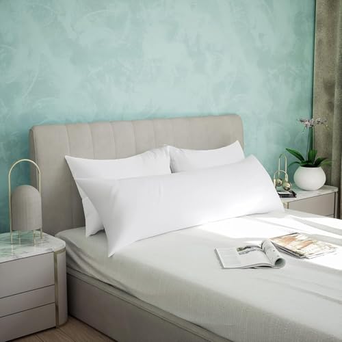 Utopia Bedding Nackenkissen, 40x145 cm Ganzkörperkissen, weiche Hohlfaserfüllung, langes Schwangerschaftskissen zur Unterstützung der Mutterschaft und für Seitenschläfer (Weiß)