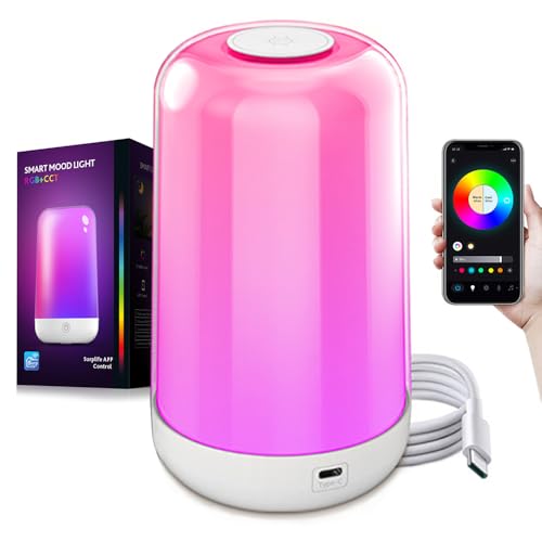 Huralay Luminária Inteligente, Abajur RGB 16 Milhões de Cores, Co...