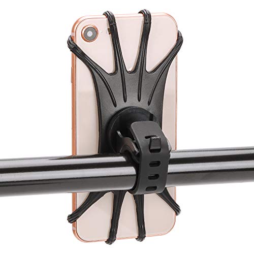 Emoly Bike Phone Mount, 360°Rotatable Adjustable Universal Silicone Motorcycle Phone Mount Bicycle GPS Units Holder, Compatible with iPhone 11 Pro Max/XR/XS Max/8/7/6s Plus, Galaxy S9 Plus（Black）