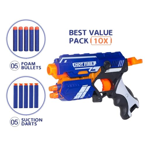 Image of Blaze Blaster Storm Hot Fire Shooting Toy Gun with 10 Soft Foam Bullets Perfect Guns for Boys Kids(HOT FIRE Gun)