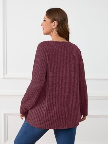 Image of BELAROI Womens Plus Size Sweaters V Neck Fall Tunic Top Pullover Shirts
