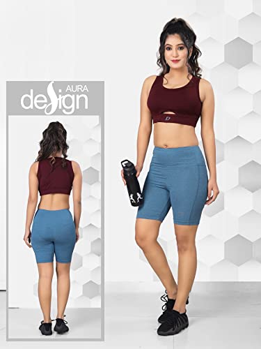 Image of DECISIVE Fitness Yoga Gym Sports Workout Cycling Running Tights Shorts with Side Pocket for Women & Girls