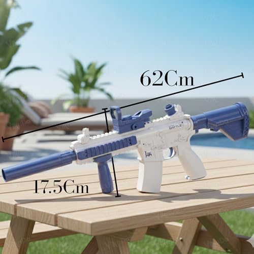 Image of VikriDA Electric Water Gun with Free Extra Rechargeable Battery, Powerful Long Range Shooting Water Guns M416 Super Water Blaster Summer Toys for Pool - Blue