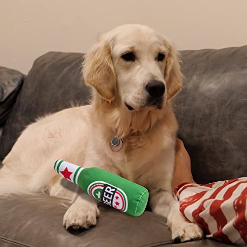 Shengxi Juguetes Interactivos Chillones para Perros Juguetes para Perros de Peluche Suaves Juguete para Morder Botella de Cerveza para Perros Pequeños Medianos y Grandes