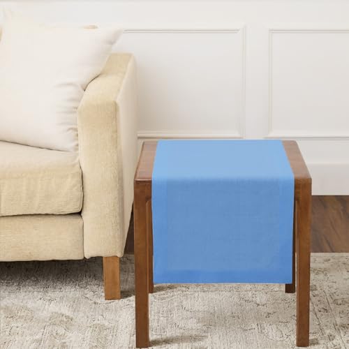 Solino Home Linen Table Runner 36 Inches - 100% Pure Linen Provence Blue Table Runner 14 x 36 Inch Ideal for Dresser and Coffee Tables - Fete - Spring, Summer by Solino Home - Used condition - US$8.34