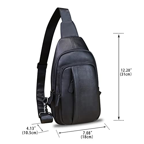 Mochila de hombro de piel negra para hombres activos que viajan en bicicleta 4