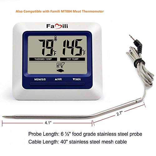 Ebasics Meat Thermometer Replacement Probe Compatible With Thermopro Tp25 Tp20 Tp07 Tp07S Tp08 Tp-08S Tp16 Tp-16S Tp17 Tp04 Tp09B Tp09 Tp06S Tp06, Famili Mt004, Fit Listed Models Only #TOP3