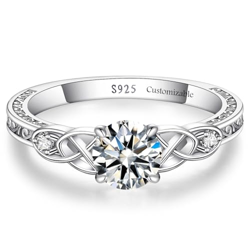 Image of Vintage Celtic Knot Women's Engagement Ring Sets 925 Sterling Silver /14K Gold Plated Stackable Wedding Bands Rings AAAAA Cubic Zirconia Women Bridal Sets Wedding Ring Band Width 1.8mm Size 5-9