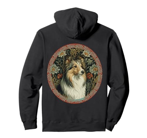 Shetland Sheepdog Sheltie im Vintage-Stil mit Blumenmuster Pullover Hoodie