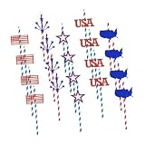 LALADEFIEE 20pcs Independence Day Paper Straws Set Biodegradable Drinking Straws for Celebration Party Supplies 5 Designs with 4 Each Patriotic National Day Party Use