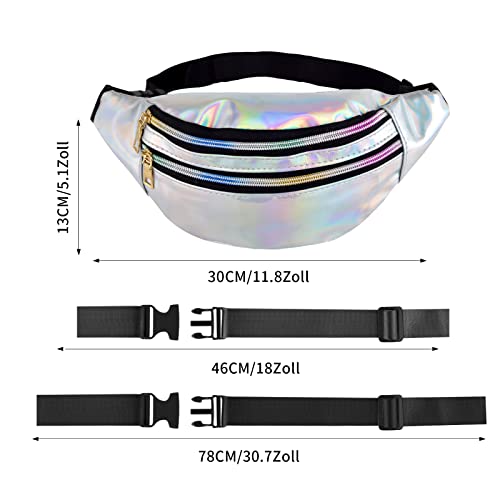 Heuptas modieuze waterdichte heuptas metallic heuptas voor vrouwen en mannen party festival sport outdoor reizen, zilver - Image 3