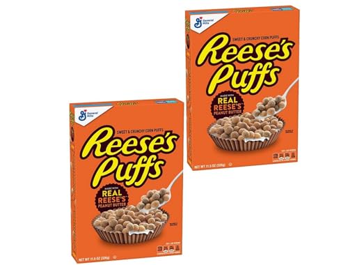 Reese's Puffs 320 g – 2 unidades | Cereales con sabor a manteca de cacahuete Reese's y cacao Hershey's