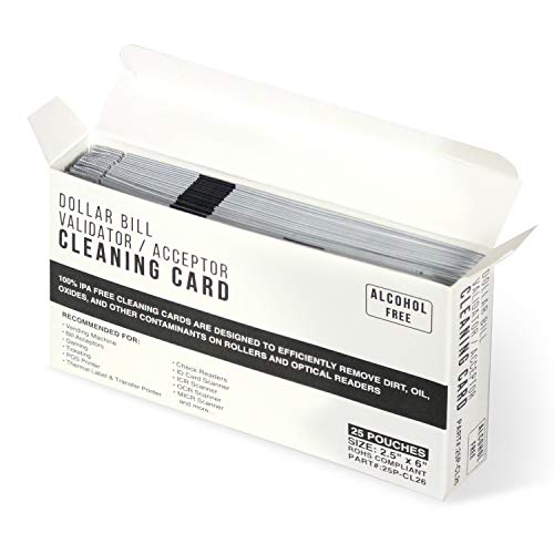 Bill Validator Acceptor MICR Reader Cleaning Cards - 2.5x6 Alcohol Free 25 Cards - Thumbnail 2
