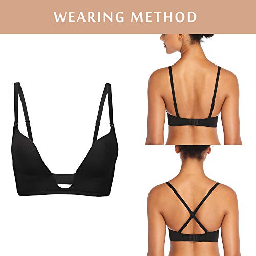 Image of DotVol Women's Deep Plunge Bra Convertible Push up Low Cut Seamless Wireless Bra
