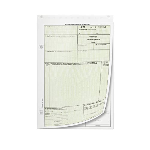 mashpaper A.TR. ATR Warenverkehrsbescheinigung Formular selbstdurchschreibend Menge wählbar 10, 50 oder 100 Stück