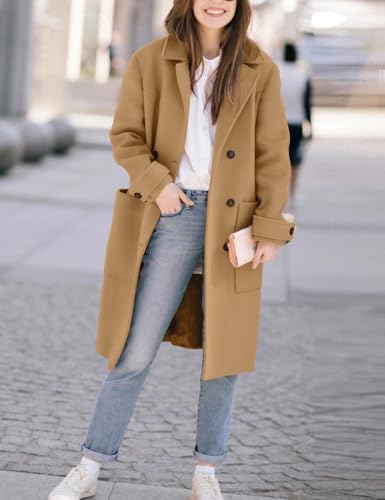 IDEALSANXUN Womens Fall Winter Wool Coats Double Breasted Trench Coats Peacoat4