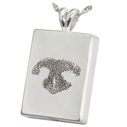Memorial Gallery Pets Perfect Rectangle Pendant with Actual Pet's Prints (Sterling Silver - Chamber, Ash-Holding, Noseprint)