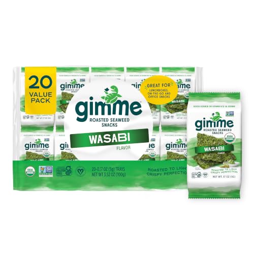 Gimme Seaweed Organic Premium Roasted Seaweed Snack Wasabi, .17oz, 20 Count