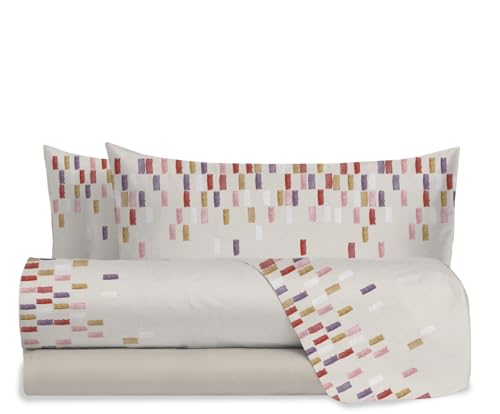 hermet Set Lenzuola Letto Matrimoniale In 100% Cotone Fantasia, Completo Letto 2 Piazze, Lenzuolo da Sopra + Lenzuolo con Angoli +2 Federe, Fedora Rosa