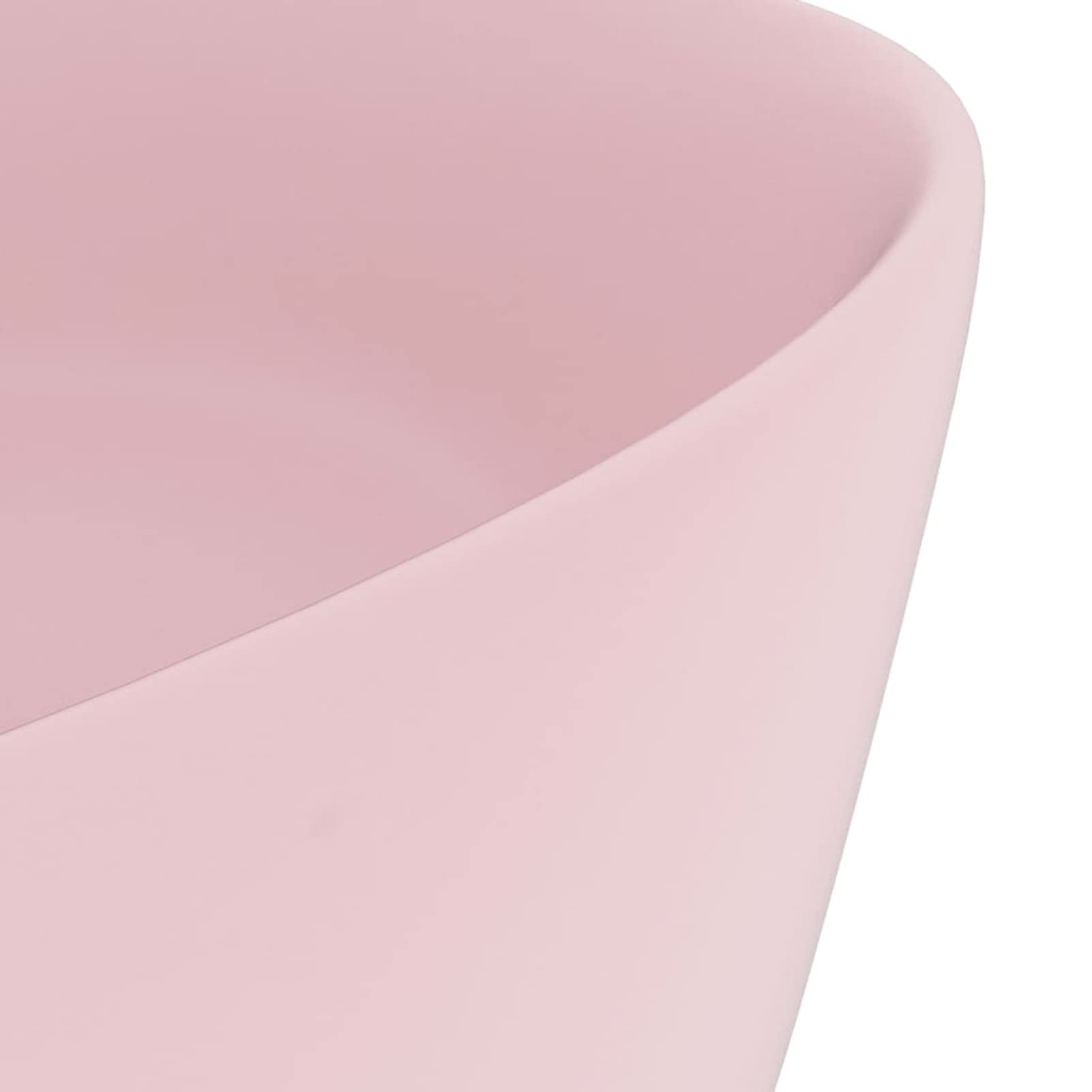 Homgoday Lavabo de lujo redondo rosa mate de 40 x 15 cm, de cerámica, lavabo de encimera para lavabo, mueble de tocador, lavabo de baño para guardarropa pequeño, accesorios de baño