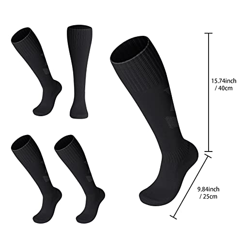 FPAKDH 2 Pairs Kids Soccer Socks for 7-13 Years Old Breathable Sports Training Socks for Girls Boys Football Socks Black3