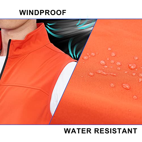 Frtcv Soft Shell Mens Vest Windbreaker – Waterproof Lightweight Zip Up Sleeveless Jacket Coat Outerwear With Zipper Pockets Orange Size Xxl #TOP2